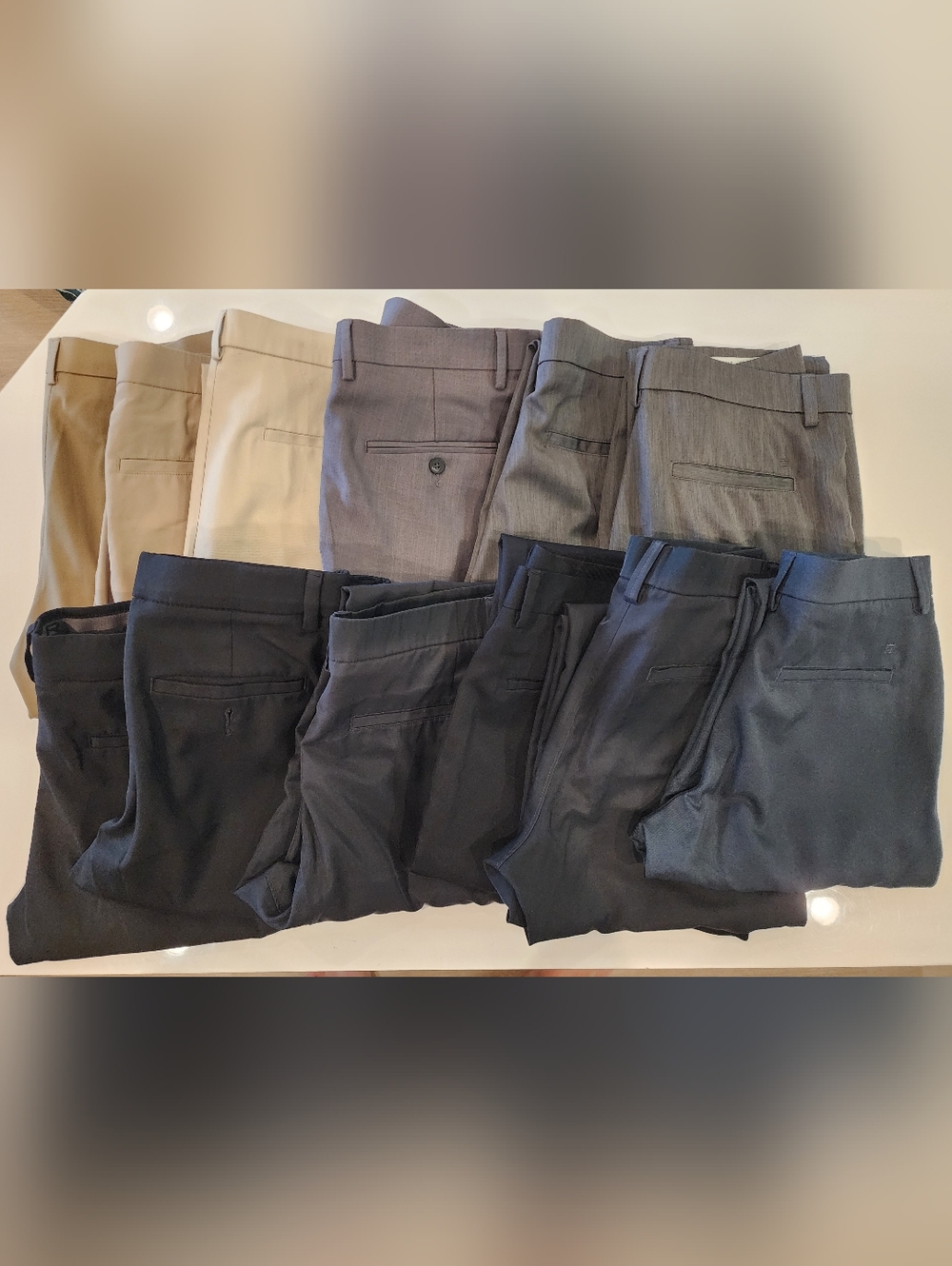 Bulk Lot Of 12 pairs Men's Dress Pants 32x28 Haggar Straight / Slim Fit Slacks